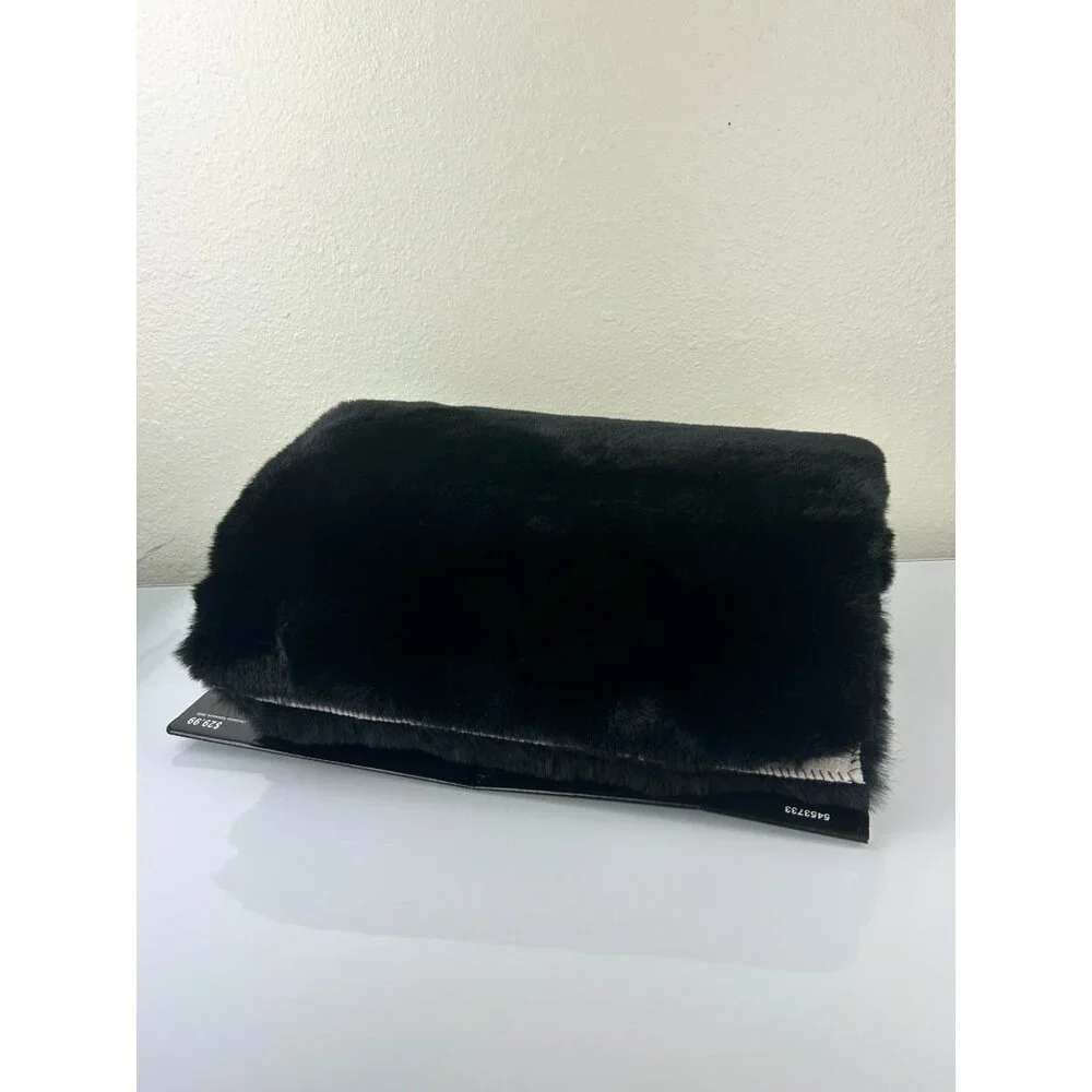 Robert Stanley Black Faux Fur Table Runner Home Holiday Collection 13x72 NEW